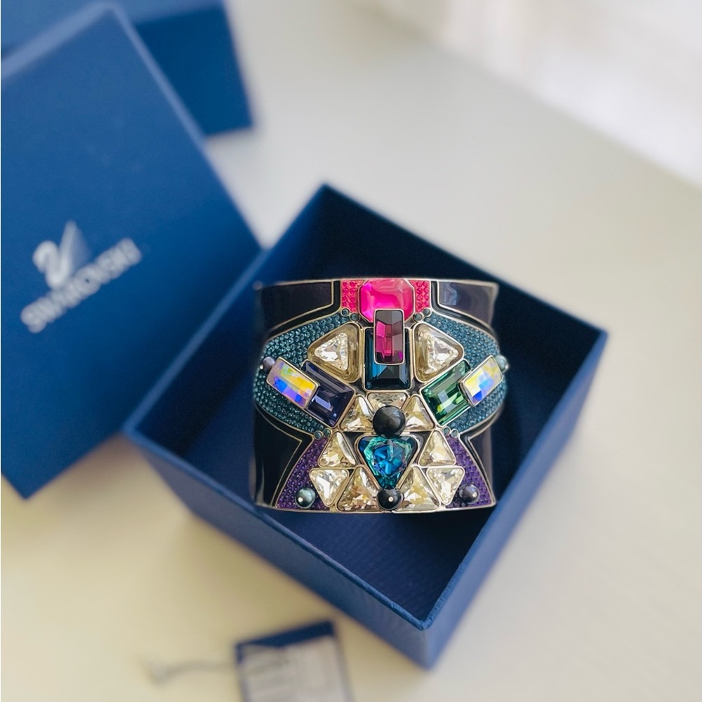 Swarovski Crystal Geometric Buzz Statement Bangle - image 1